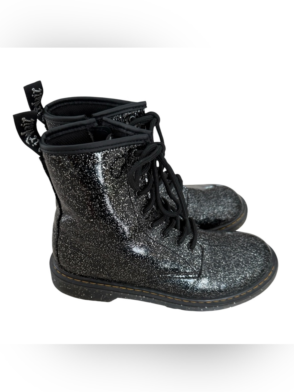 NWOB Dr. Martens 1460Y Black Cosmic Glitter Boots Size 7 Ladies